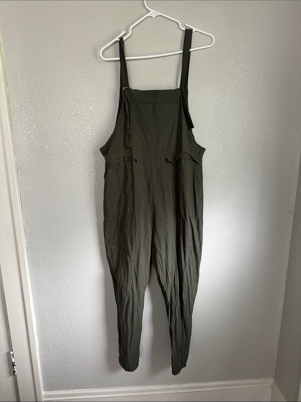 Amazon Green Boho Linen Blend Lightweight Jumpsuit Overalls